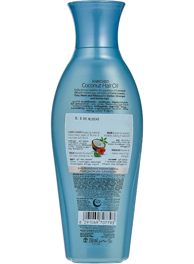 Vatika Naturals Enriched Coconut Hair Oil with Curry Leaves, Tulsi, Neem & Hibiscus for Thick & Dark Hair - 250 ml - Image 3