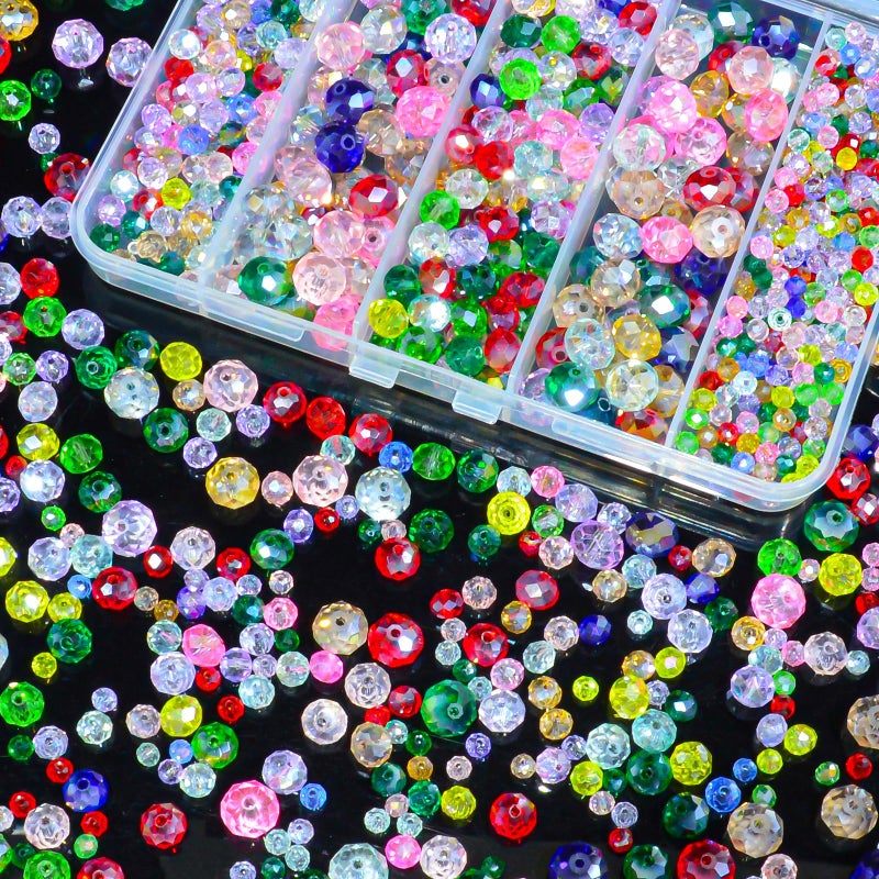 Laopottbeads 800Pcs Colors Random 4/6/8/10mm Crystal Glass Beads for Jewelry Making Beads for Bracelets Necklace Pendants Making Supplies(Mixed Colors) - Image 1