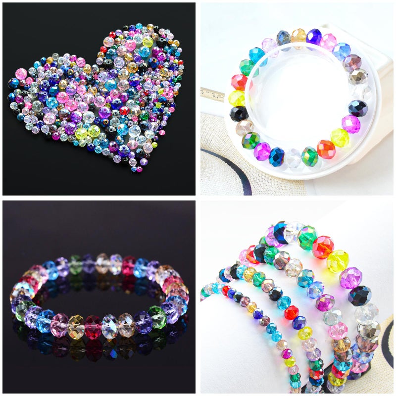 Laopottbeads 800Pcs Colors Random 4/6/8/10mm Crystal Glass Beads for Jewelry Making Beads for Bracelets Necklace Pendants Making Supplies(Mixed Colors) - Image 4