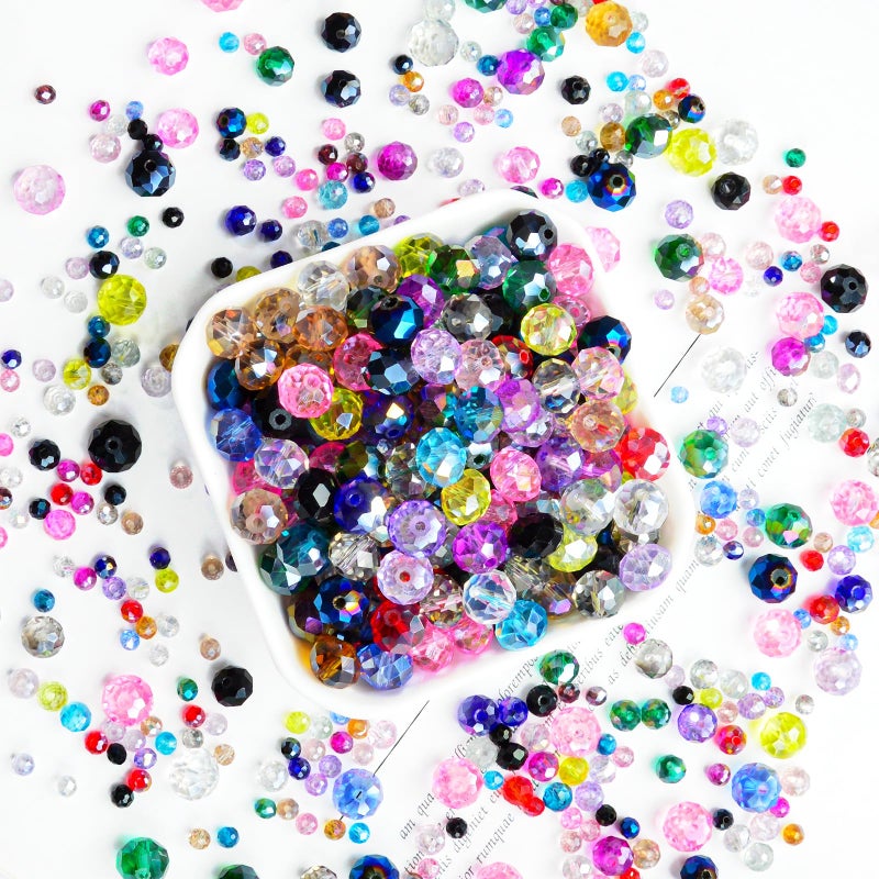 Laopottbeads 800Pcs Colors Random 4/6/8/10mm Crystal Glass Beads for Jewelry Making Beads for Bracelets Necklace Pendants Making Supplies(Mixed Colors) - Image 3