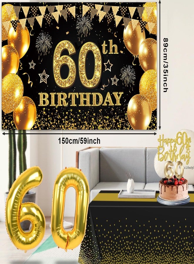 YeohJoy 60th Birthday Decorations Men Women with 60th Birthday Banner, Black and Gold Table Cloth, 60 Number Balloons, 60th Birthday Sash, 60th Birthday Cake Topper and 60th Birthday Candles - Image 5