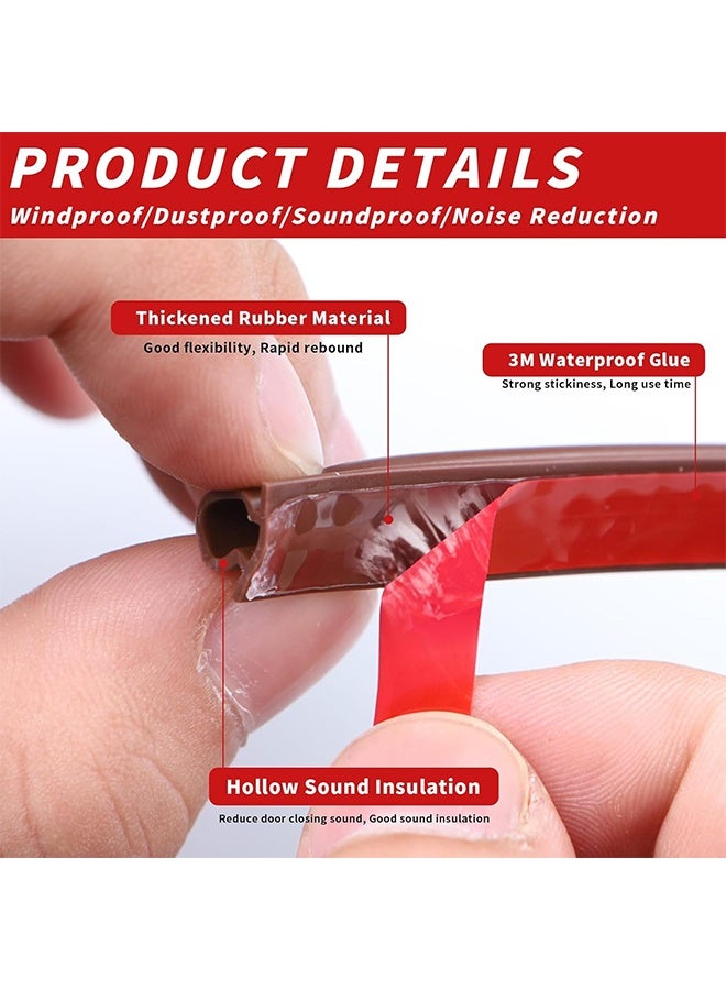 MLADEN 【New Upgrade】Weather Stripping Door Seal Strip, 16M Brown D Shape Silicone Door Weather Stripping for Door Frame & Window, SelfAdhesive Weatherstripping Insulation Soundproof Strip, Suit for 4-7mm Gap (16M Brown) - Image 3