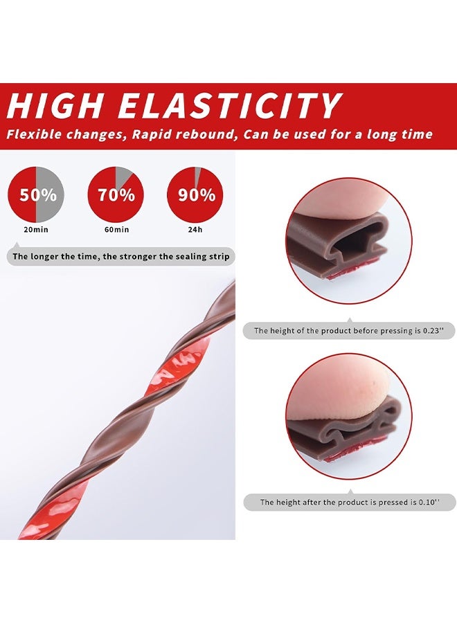 MLADEN 【New Upgrade】Weather Stripping Door Seal Strip, 16M Brown D Shape Silicone Door Weather Stripping for Door Frame & Window, SelfAdhesive Weatherstripping Insulation Soundproof Strip, Suit for 4-7mm Gap (16M Brown) - Image 4