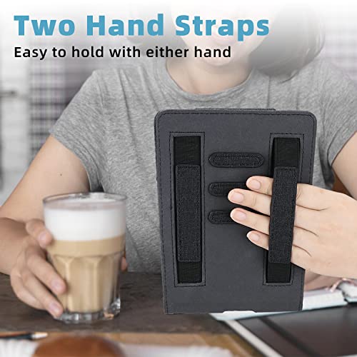 WALNEW Flip Case for 6.8" Kindle Paperwhite (Model No. M2L3EK / M2L4EK), Two Hand Straps and Vertical Multi-Viewing Stand Book Cover with Auto Wake/Sleep, Black - Image 4