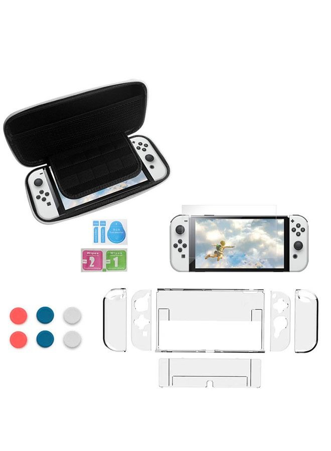 Ant Storage Host Game Bag Accessories Set for Nintendo Switch, Including: 1*Storage Bag, 1*Transparent Protective Case, 1*Tempered Film, 6*Thumb Grips - Image 1