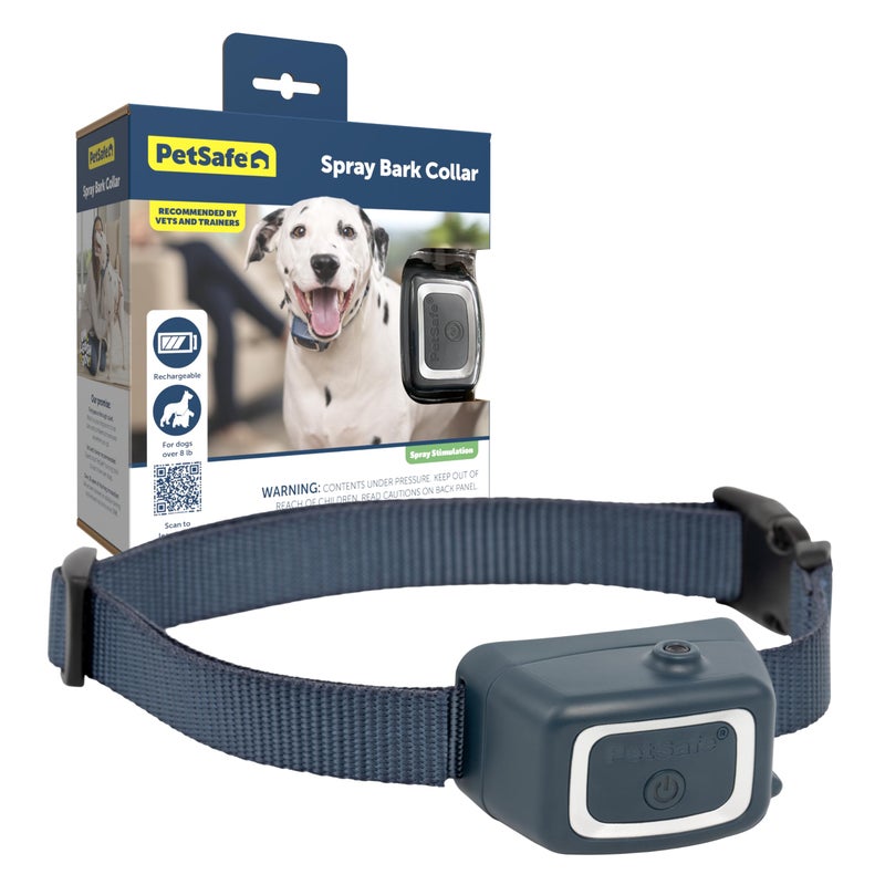PetSafe Spray Bark Dog Collar, Automatic No Bark Device for Dogs 8 lb. and Up - Rechargeable and Water-Resistant – Includes Citronella and Unscented Spray Refills & USB Charging Cable, Navy - Image 1
