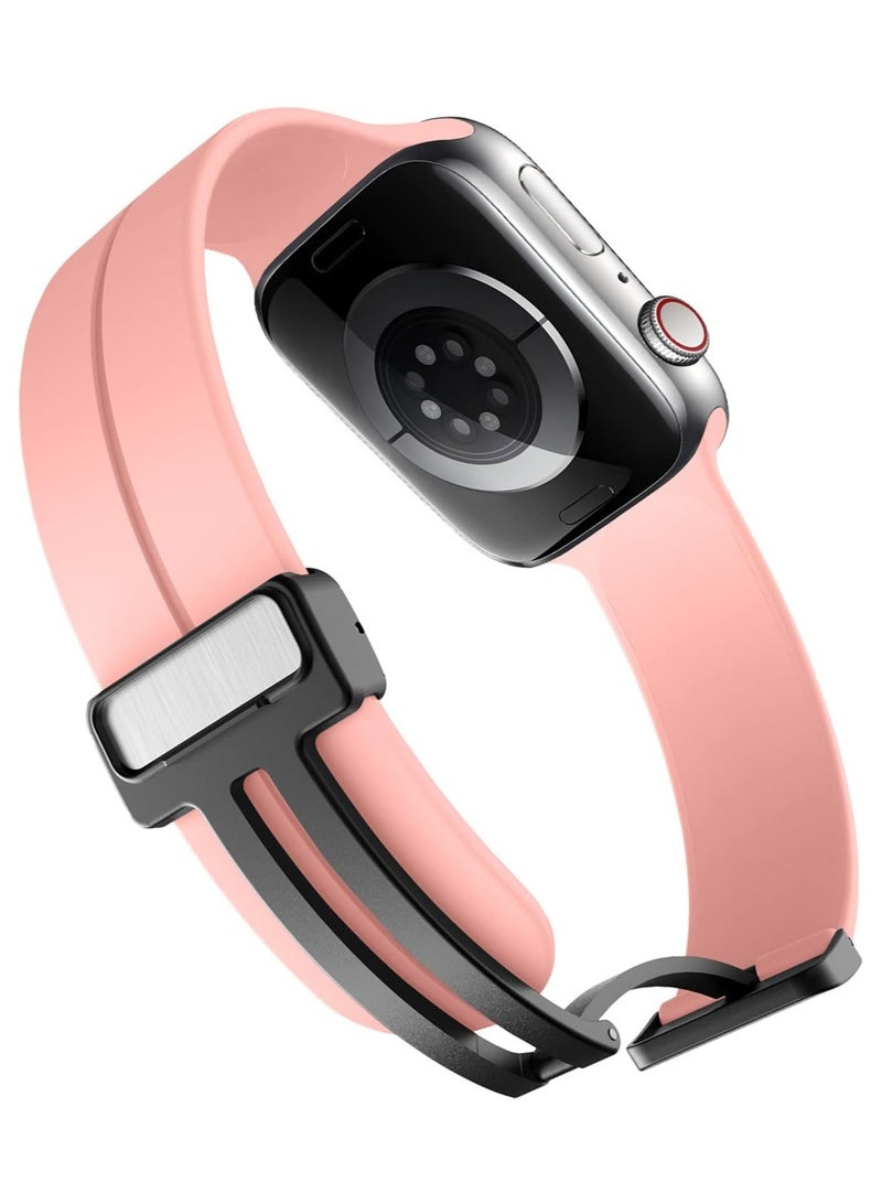 دوسالا سوار ساعة Apple Watch مقاس 45 مم 49 مم سريع الفك - سوار ساعة رياضي ناعم من السيليكون لطيف على البشرة للرجال والنساء، حزام سيليكون بمشبك مغناطيسي قابل للطي - Image 3