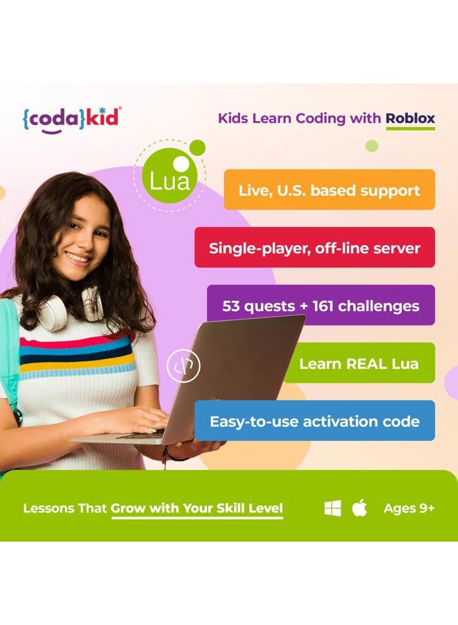CodaKid Roblox Coding, Award-Winning, Coding for Kids, Ages 8+ with Online Mentoring Assistance, Learn Computer Programming and Code for Fun Games with Lua and Video Game Programming Software (PC & Mac) - Image 2