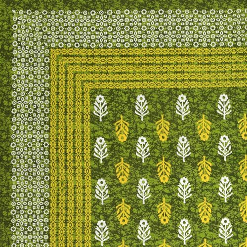 RajasthaniKart® Pure 100% Cotton Single Bed Sheet with 1 Pillow Cover (Bedsheet for Single Bed Cotton, Green Small Booty) - Image 5