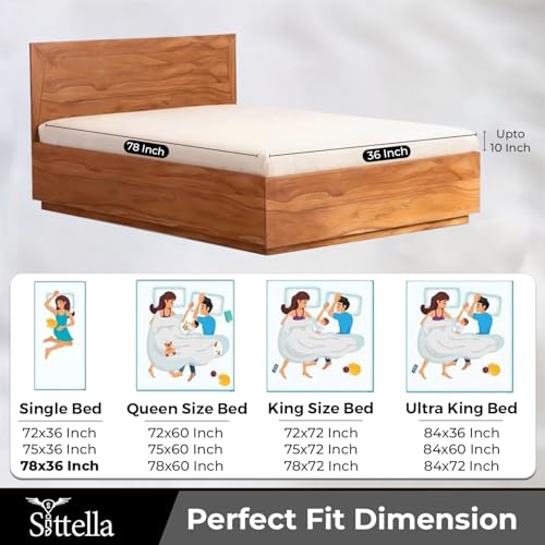 SITTELLA®78 x 36 Inches (6.5 × 3 feet|) 100% Waterproof Premium Cotton Mattress Protector | Hypoallergenic, Breathable & Ultra-Soft Fitted Bed Protector Single Size- Grey - Image 2