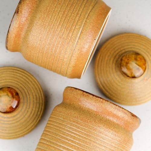 The Earth Store Brown 1000 ML Ceramic Pickle Jars Set of 2 | Barni Jar with Lid | Ceramic Storage Jar Container for Pickle/Achar, Sauces, Sugar (Color May Vary) - Image 2