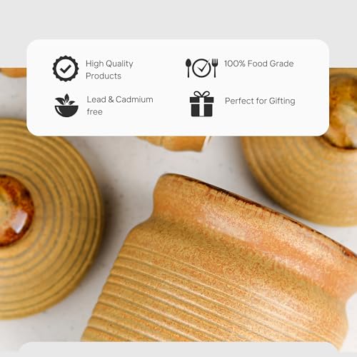 The Earth Store Brown 1000 ML Ceramic Pickle Jars Set of 2 | Barni Jar with Lid | Ceramic Storage Jar Container for Pickle/Achar, Sauces, Sugar (Color May Vary) - Image 3