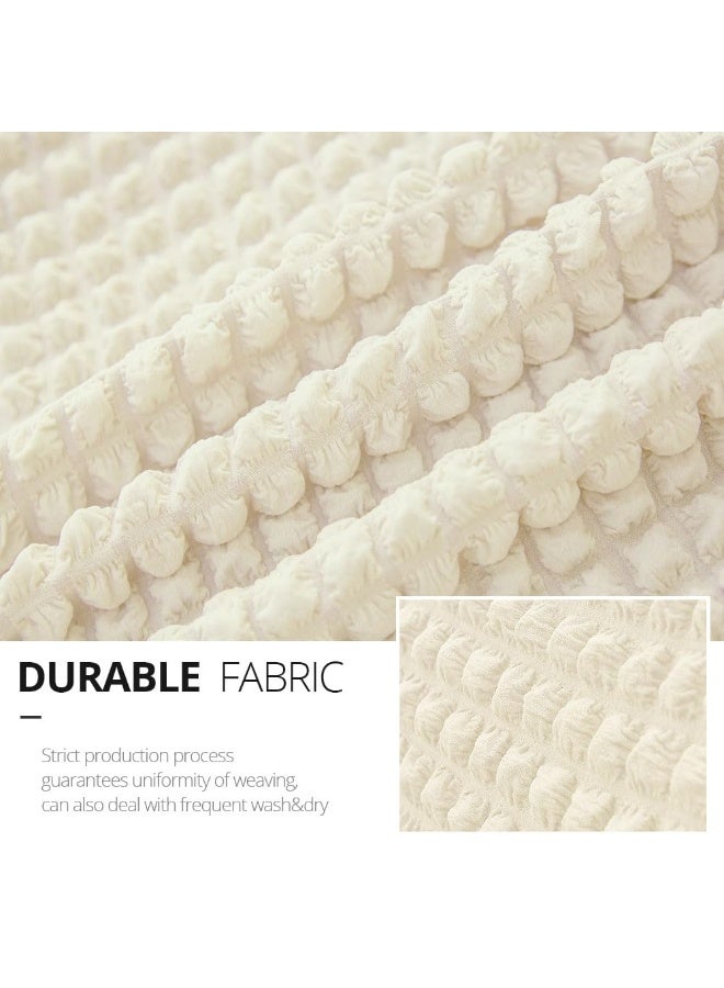 VINNYSEN Armchair Cover Off White Armchair Slipcover 1 Piece Easy Fitted Sofa Couch Covers Universal High Stretchable Durable Furniture Protector with Skirt Country Style (3 Seater Off White) - Image 5