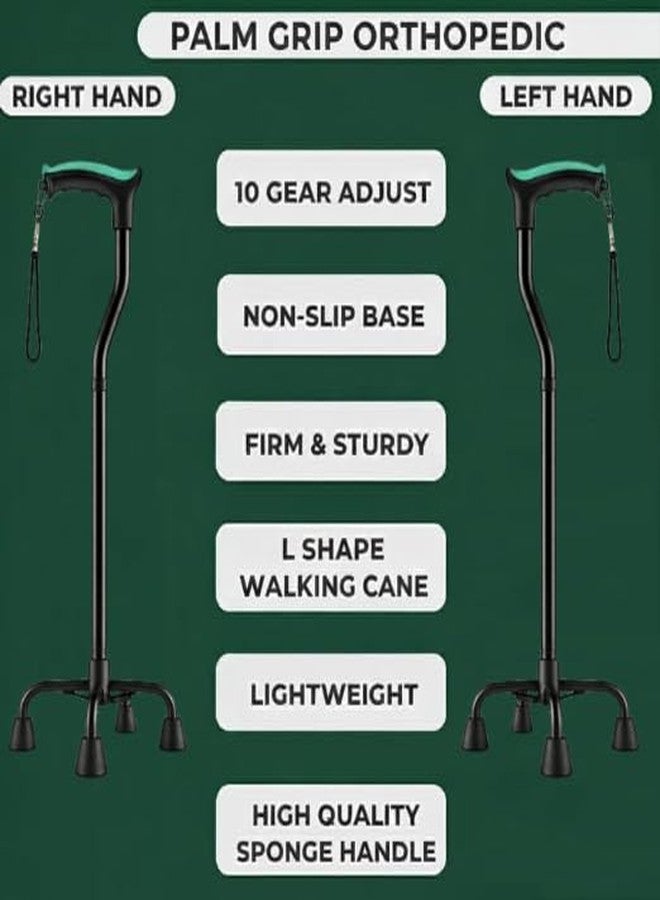 MCP Thunderbolt Self-Standing Walking Stick for Men and Women | Durable Mild Steel Walking Cane for Old People | Adjustable Trekking Stick with Quadripod 4 Leg (Black) - Image 3