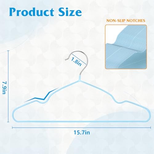 RA RUNNING ALIEN 150 Pack Clothes Hangers,Non Slip Blue Plastic Coated Metal Coat Hanger for Closet,Sturdy Thin Hangers Bulk Space Saving Hangers for Pants,Skirt,Shirt,Dress,Tie - Image 3