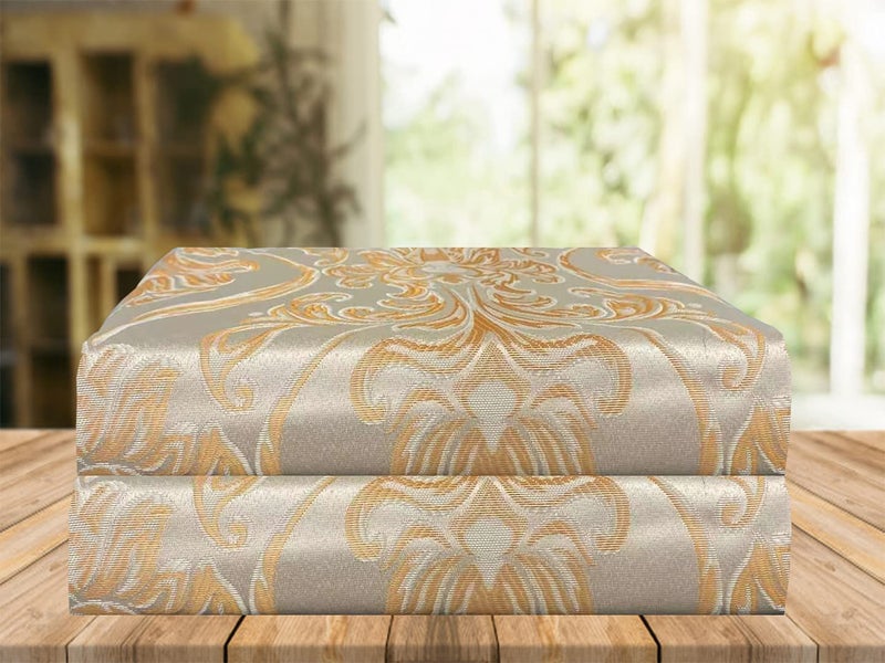 Elegant Comfort Penelopie Jacquard Look Curtain Panel Set, 54 by 84-Inch, Beige, Set of 2 - Image 2