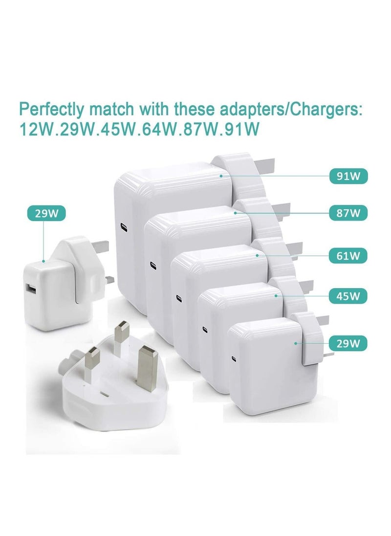 Ntech NTECH AC Power Adaptor UK Plug Travel Charger Converter Replacement Plug 3 Pins Standard Head Wall Adaptor Charge for MacBook Pro/Air 2-Pack (White)  - Image 2