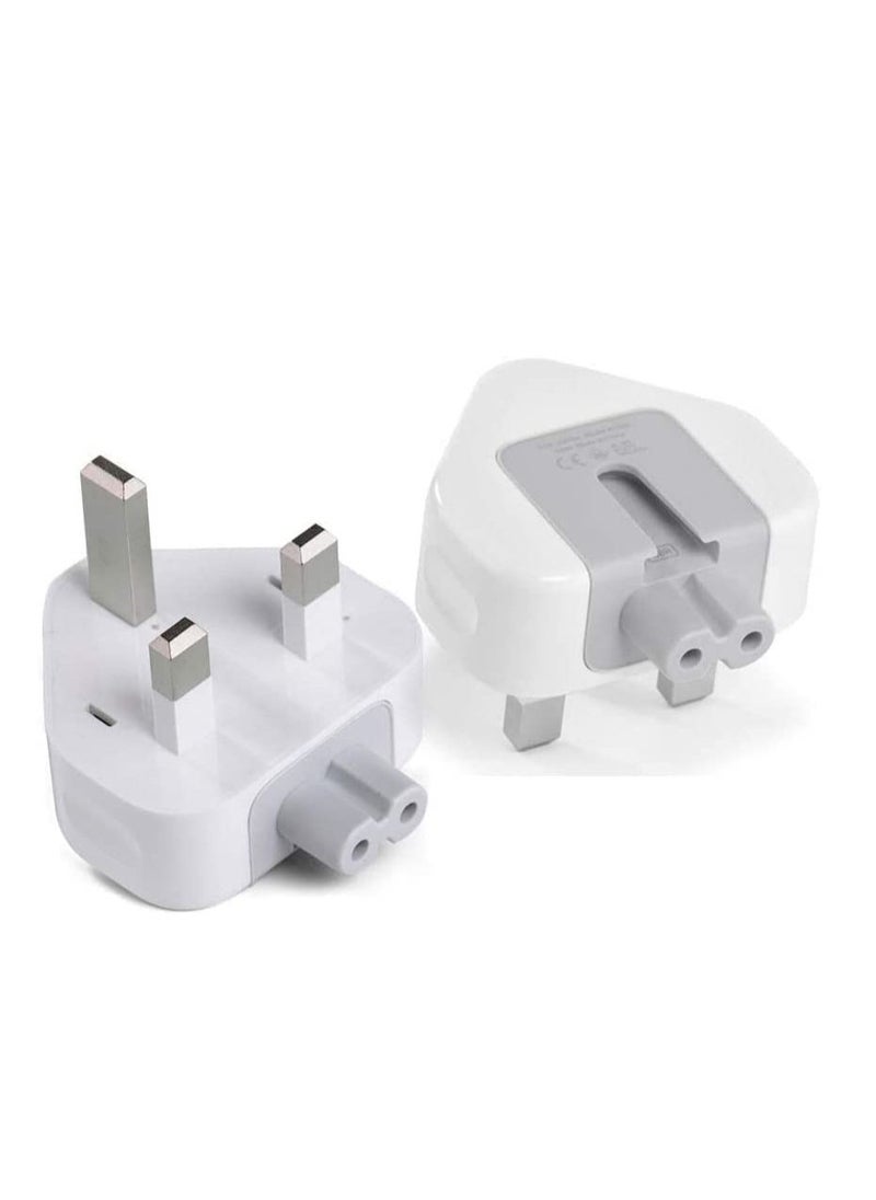Ntech NTECH AC Power Adaptor UK Plug Travel Charger Converter Replacement Plug 3 Pins Standard Head Wall Adaptor Charge for MacBook Pro/Air 2-Pack (White)  - Image 1