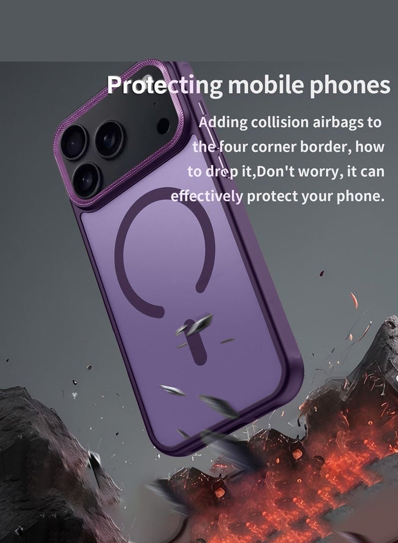 ELTRAZONE iPhone 17 Pro Max 5G 2025 Hard Silicone Hybrid Translucent Case | Slim Stylish Magnetic MagSafe Compatible Shockproof Protective Cover with Scratch Resistance & Drop Protection (MCMPMN) - Eggplant Purple - Image 3