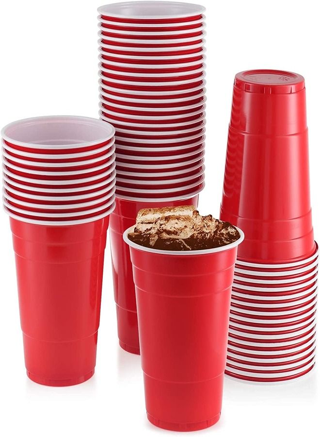 THE PACK 50 pieces Red Plastic Cups 16 Oz Reusable Party Cup Disposable Cup Big Birthday - Image 1