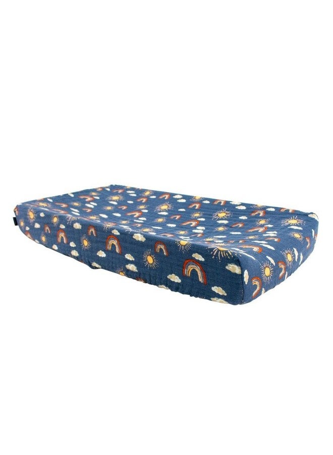 Bebe au Lait Bebe au Lait Premium Muslin Changing Pad Cover-Elasticized Fit, Safety Strap Holes,2-Layer Open-weave,100% Cotton Muslin, Fits Standard Baby Changing Pad up to 36" X 18" X 6"-One Size, Hello Sunshine - Image 3