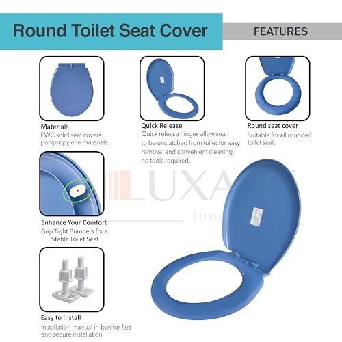 LUXART Toilet Seat Cover 17.9L x 14.5W Inc Indian Commode Oval Seat Cover With Round Edge | EWC Non Soft Close Commode Cover With Installation Kit | PP Western Toilet Cover For Bathroom Commercial Use - Image 2