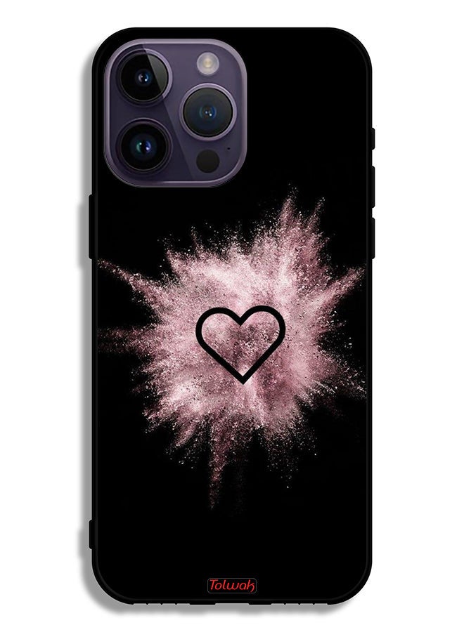 Tolwak Apple iPhone 14 Pro Max Protective Case Heart On Glitters - Image 2