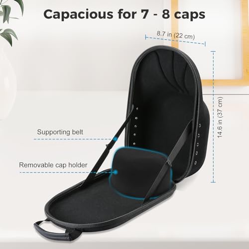 ProCase Hard Hat Travel Case for Baseball Caps NoCrush Case Holds Up to 78 Hats Adjustable Interior with Shoulder Strap for Travel Hat Organizer Ball Caps Holder Black - Image 3