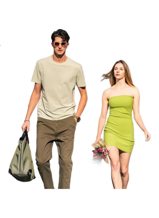 Mr. Bu Mr. Cloth Men'S Commuting White T-Shirt Men'S Round Neck Short Sleeve Inner Wear Breathable Quick-Drying Summer New Light Green L (175) - Image 1