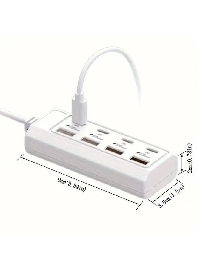 White 8 Port USB Charger Hub 4 USB A 4 Type C PD 25W Fast Charging Station - Image 5