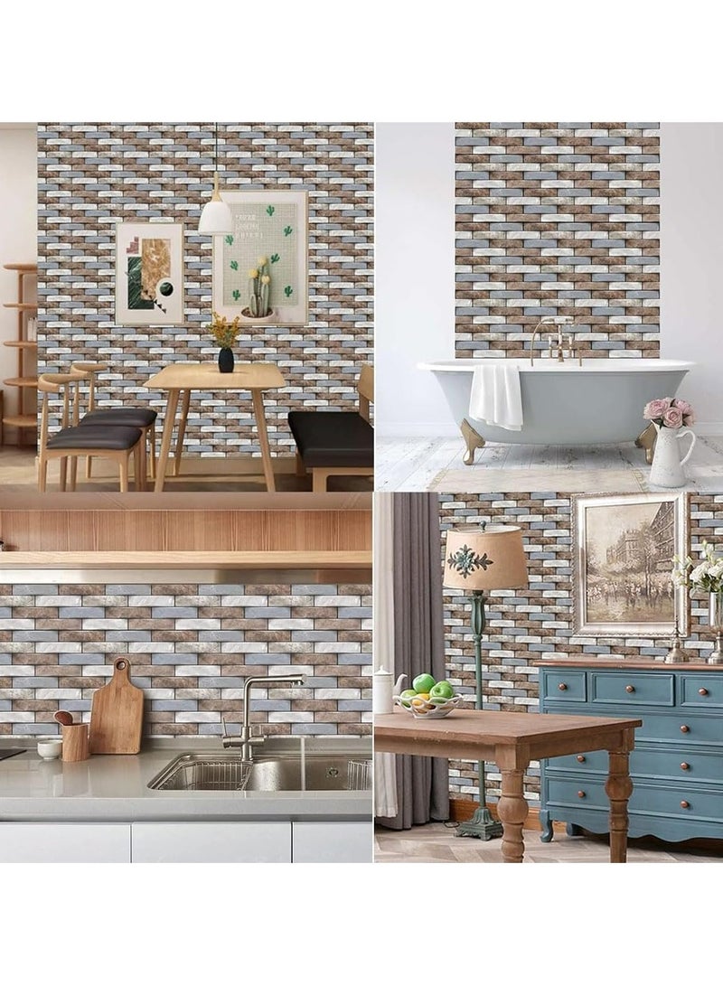 رات سو 10 قطع من ألواح الحائط ثلاثية الأبعاد القابلة للتقشير واللصق ورق حائط ثلاثي الأبعاد قابل للتقشير واللصق ديكور حائط داخلي من مادة البولي فينيل كلوريد المقاومة للماء ورق حائط ذاتي اللصق للمطبخ والحمام وغرفة النوم ديكور 30 ​​× 30 سم - Image 2