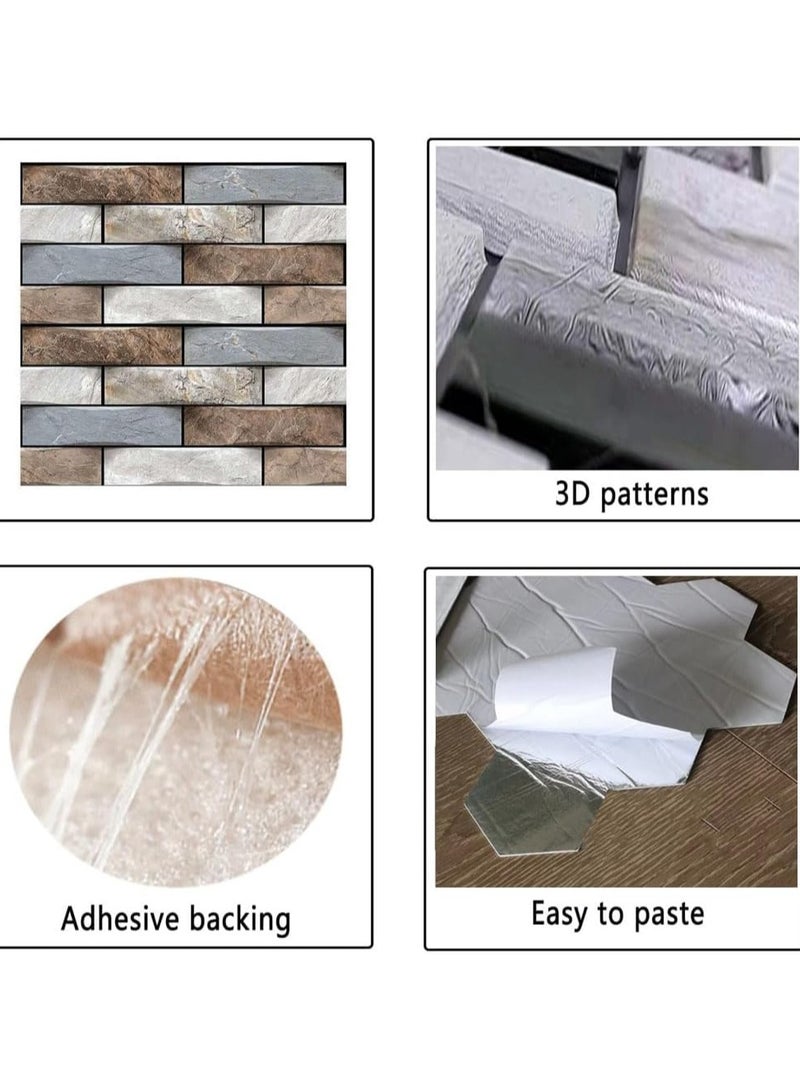 رات سو 10 قطع من ألواح الحائط ثلاثية الأبعاد القابلة للتقشير واللصق ورق حائط ثلاثي الأبعاد قابل للتقشير واللصق ديكور حائط داخلي من مادة البولي فينيل كلوريد المقاومة للماء ورق حائط ذاتي اللصق للمطبخ والحمام وغرفة النوم ديكور 30 ​​× 30 سم - Image 3