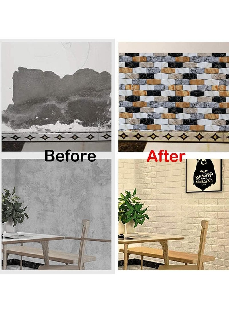 رات سو 10 قطع من ألواح الحائط ثلاثية الأبعاد القابلة للتقشير واللصق ورق حائط ثلاثي الأبعاد قابل للتقشير واللصق ديكور حائط داخلي من مادة البولي فينيل كلوريد المقاومة للماء ورق حائط ذاتي اللصق للمطبخ والحمام وغرفة النوم ديكور 30 ​​× 30 سم - Image 4
