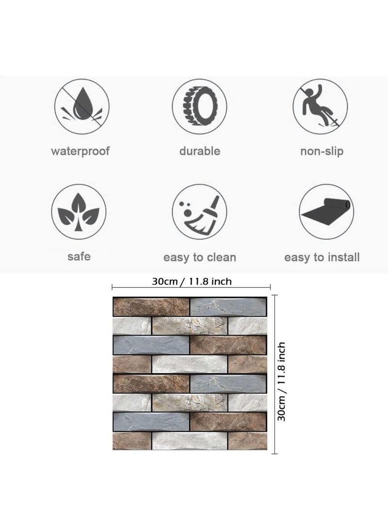 رات سو 10 قطع من ألواح الحائط ثلاثية الأبعاد القابلة للتقشير واللصق ورق حائط ثلاثي الأبعاد قابل للتقشير واللصق ديكور حائط داخلي من مادة البولي فينيل كلوريد المقاومة للماء ورق حائط ذاتي اللصق للمطبخ والحمام وغرفة النوم ديكور 30 ​​× 30 سم - Image 5