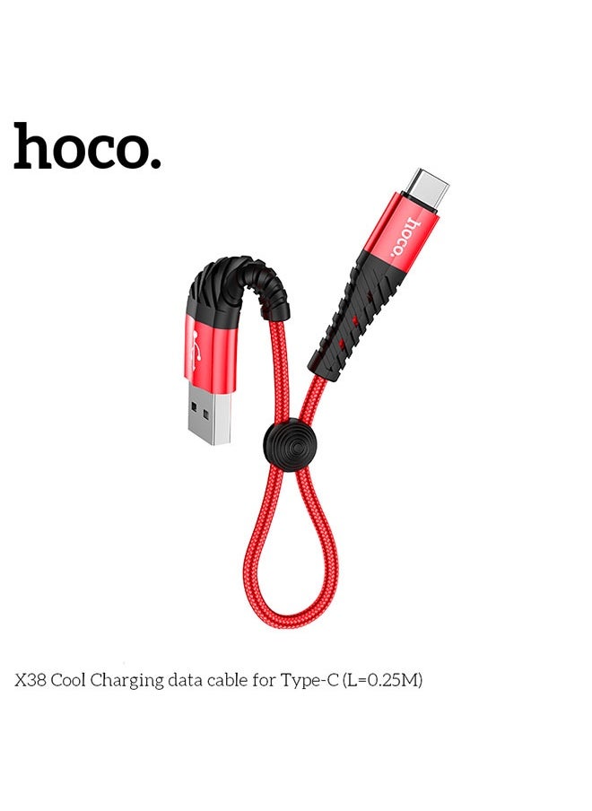hoco. X38 Cool Charging data cable for Type-C(L=0.25M)  - Image 2
