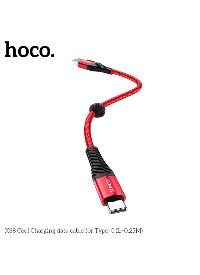 hoco. X38 Cool Charging data cable for Type-C(L=0.25M)  - Image 3