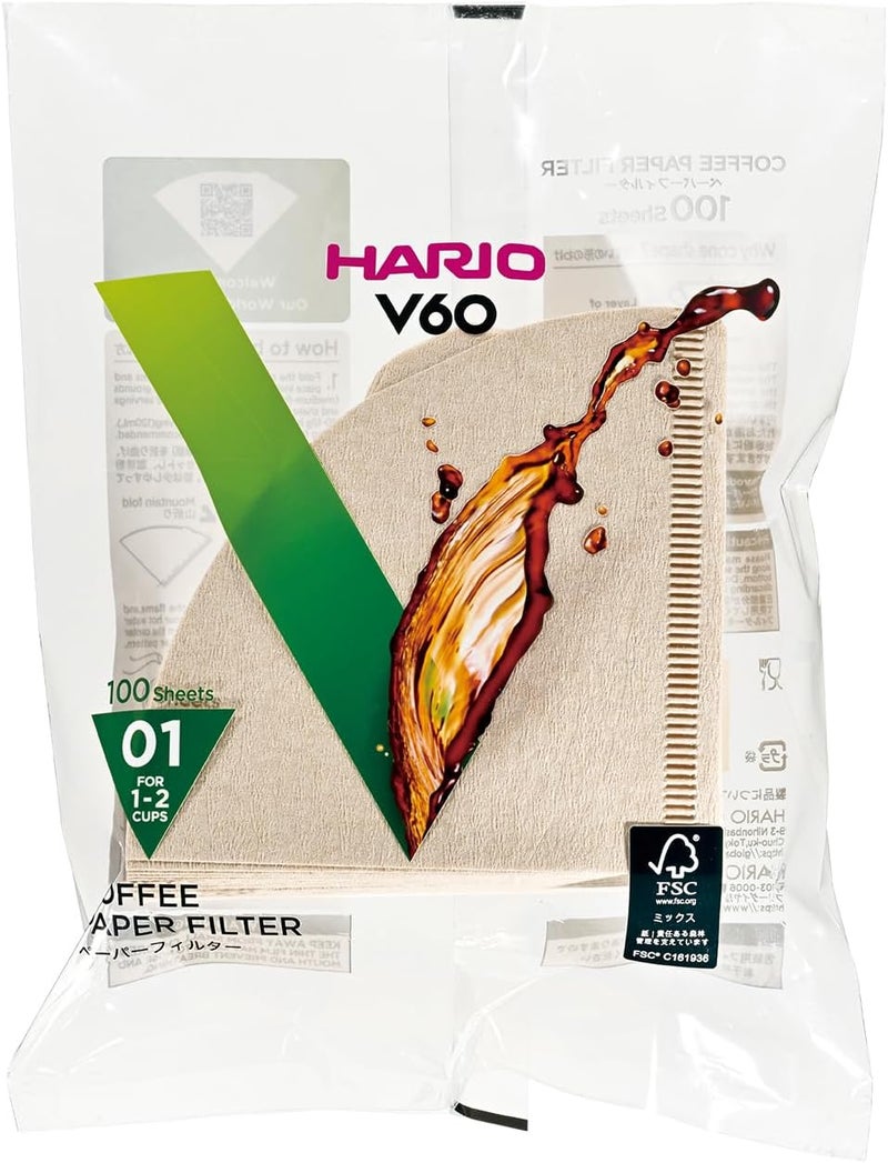 Hario V60 Paper Coffee Filters Size 01 - 100 Count Disposable Filters for Pour Over Brewing - Image 1