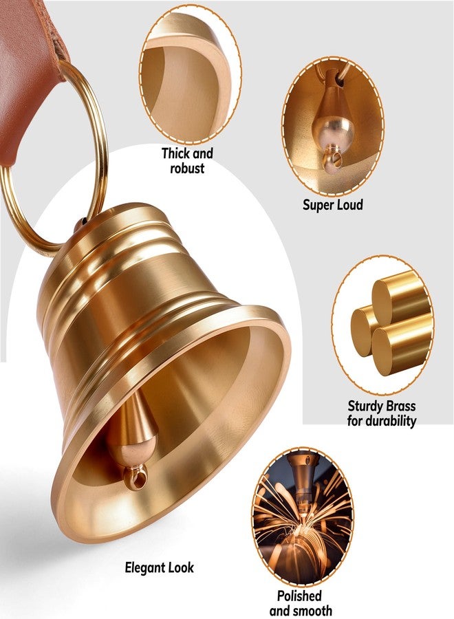 FOLKSMATE Leather Dog Door bells for Potty Training, Big Brass Puppy Dog Door Bells Extra Loud for Dogs Training, Housebreaking, Door Knob, Dog Bell to Ring to Go Outside Puppy Pet Supplies Leather 2Packs - Image 5