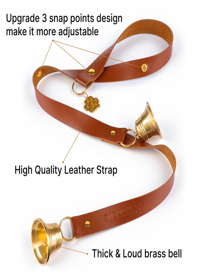 FOLKSMATE Leather Dog Door bells for Potty Training, Big Brass Puppy Dog Door Bells Extra Loud for Dogs Training, Housebreaking, Door Knob, Dog Bell to Ring to Go Outside Puppy Pet Supplies Leather 2Packs - Image 3
