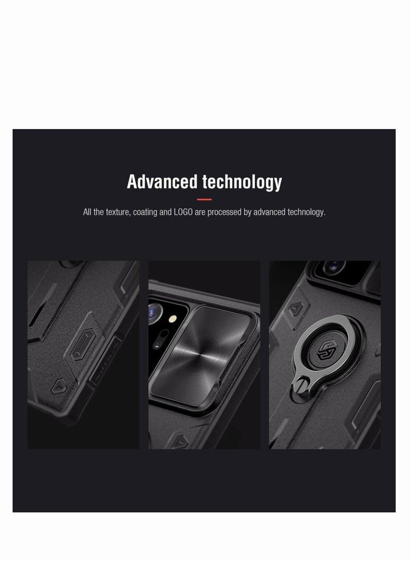 Y&D Case for Samsung Galaxy Note 20 Ultra 5G, with Ring Kickstand and Camera Lens Cover, Shockproof PC TPU Bumper Hybrid Protective Airbag Anti-fall Sliding Cover - Image 5