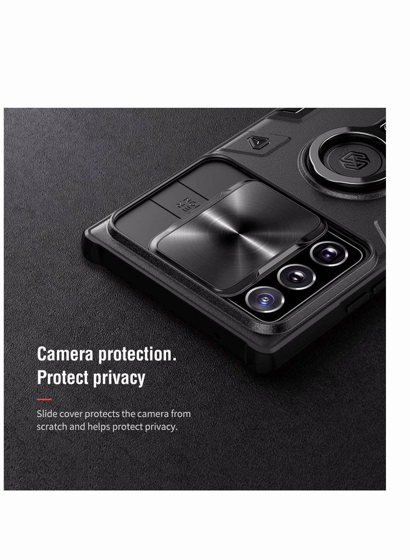 Y&D Case for Samsung Galaxy Note 20 Ultra 5G, with Ring Kickstand and Camera Lens Cover, Shockproof PC TPU Bumper Hybrid Protective Airbag Anti-fall Sliding Cover - Image 2