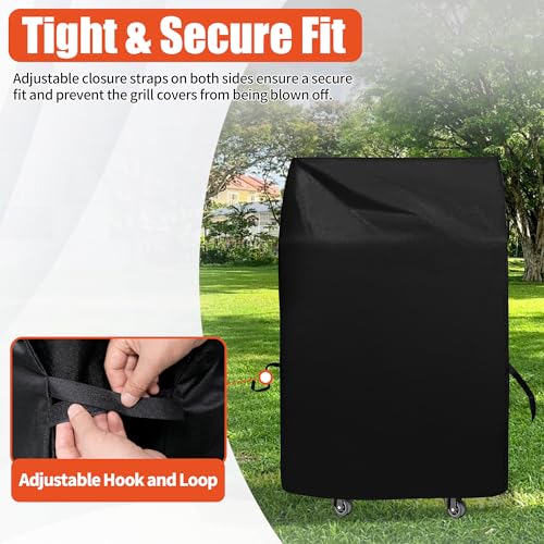 iCover غطاء شواية 30 بوصة، أغطية شواية iCOVER المقاومة للماء لمدخن عمودي صغير ذو شعلتين، خفيف الوزن وسهل الاستخدام، مقاوم للغبار ومقاوم للأشعة فوق البنفسجية يناسب الشوايات مع طاولات جانبية مطوية - Image 4