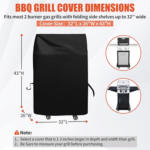 iCover غطاء شواية 30 بوصة، أغطية شواية iCOVER المقاومة للماء لمدخن عمودي صغير ذو شعلتين، خفيف الوزن وسهل الاستخدام، مقاوم للغبار ومقاوم للأشعة فوق البنفسجية يناسب الشوايات مع طاولات جانبية مطوية - Image 2