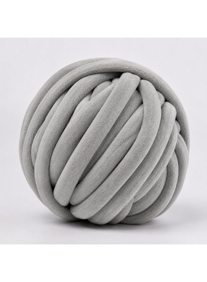 Chunky Velvet Tube Yarn 1kg – Light Grey 2cm thickness - Image 1