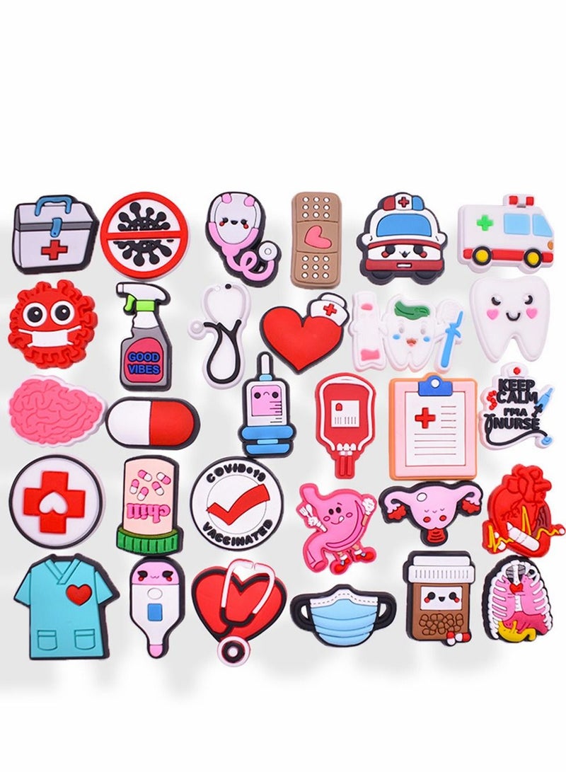 Shoes Decorations Charms Crocs Accesories, Cute Dental Croc Charms Jibbits, PVC Nurse Stethoscope Shoes Decorations for Adults Women Men, Doctor Care Personnel Gifts Party Favor, 35 PCS - Image 1