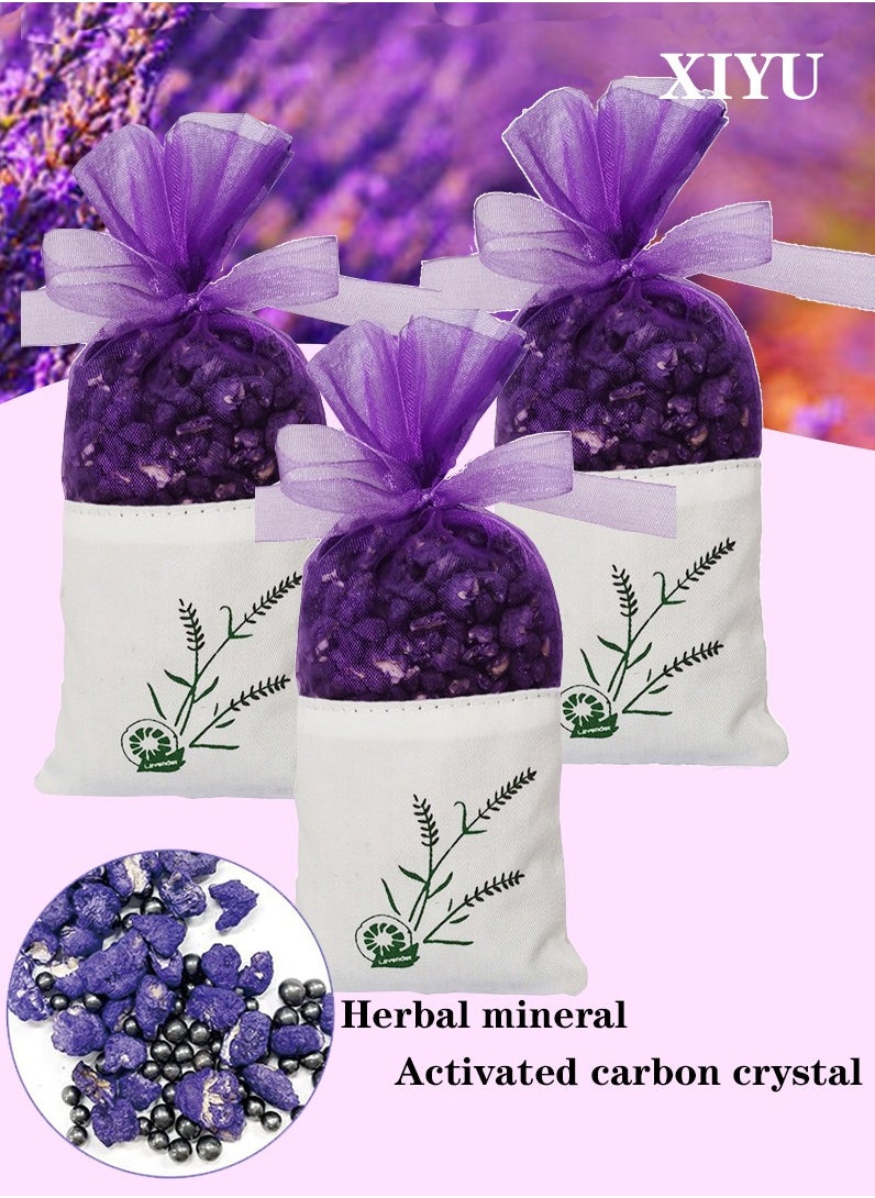 XIYU Lavender Sachets Charcoal Formaldehyde removal, Air Fresheners for home and car, 3×100g Suitable for Closets, Drawers, Gym Bags, Shoe Closet Odor Eliminator  - Image 1