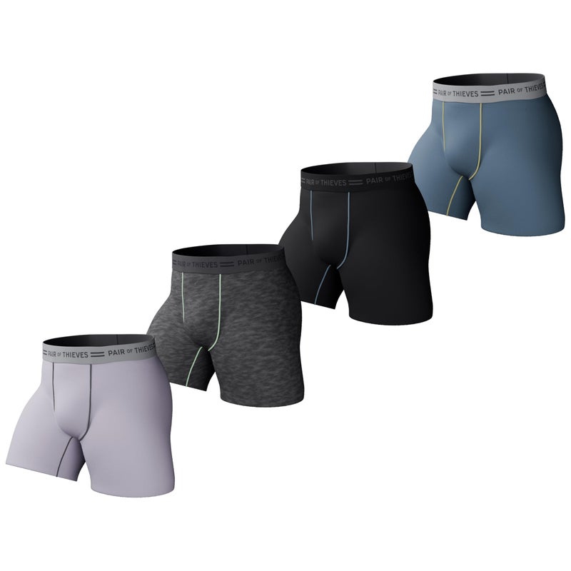 Pair of Thieves Soft Cotton Boxer Briefs for Men Pack (4 Pack) - Tagless Underwear for Men Pack Lavender/Grey - Image 1
