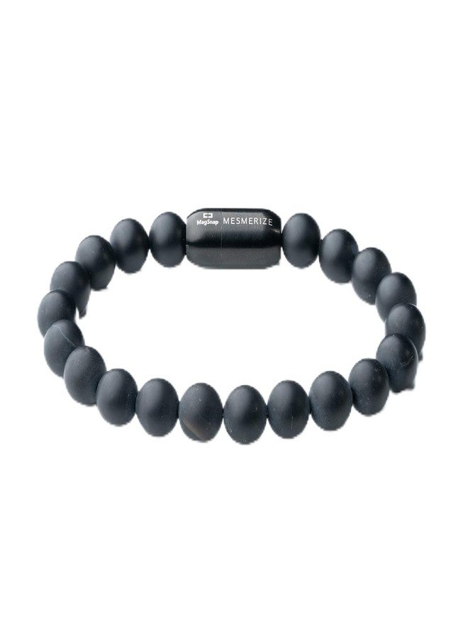 Mesmerize Original Natural Stone Bracelets Collection | Lapis Lazuli, Amethyst, Rudraksha, Onyx, Pyrite, Lava, Freshwater Pearl, Tiger Eye For Unisex Adult (Onyx Magnetic, M) - Image 1