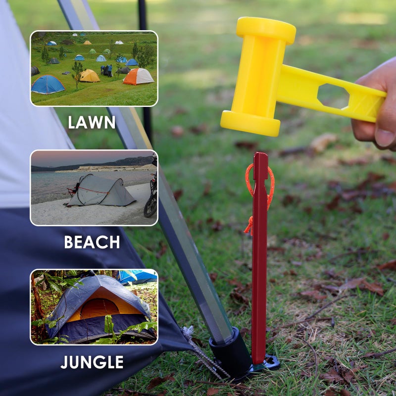 Grassman 16 Pack Tent Stakes, 7075 Aluminium Tent pegs, Heavy Duty Lightweight Ground Pegs, Durable and Safe Metal Camping Spikes, Red - Image 4