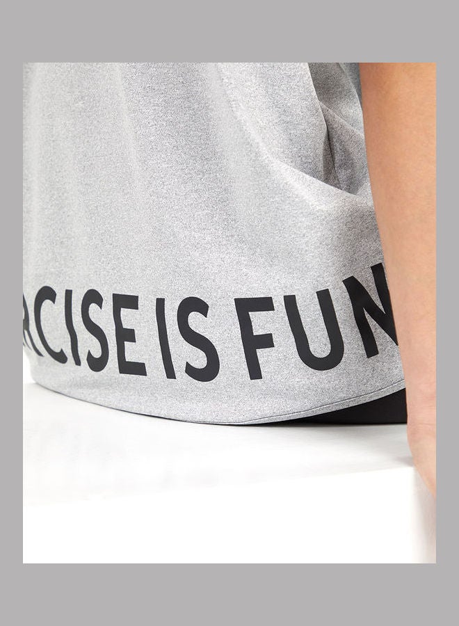 Styli Back Slogan Print Hem Loose Fit Jersey Active Top  - Image 3
